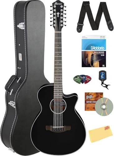 Ibanez AEG5012 AEG 12-String Acoustic-Electric Guitar - Black w/ Case