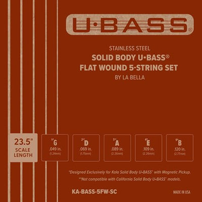 Kala KA-BASS-5FW-SC Stainless Steel Solid Body U-Bass Flat Wound 5-String Set