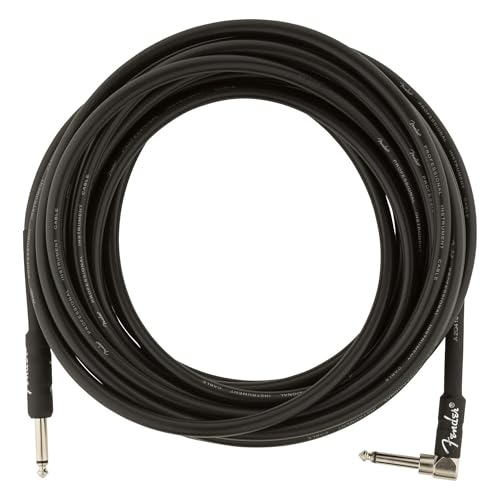 Fender 25-Foot Professional Instrument Cable, Straight-Angled, Black - 1 Pack