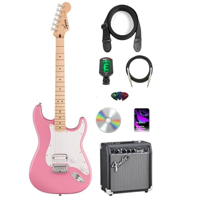 Fender Squier Sonic Stratocaster HT H - Flash Pink w/ Frontman 10G Amplifier