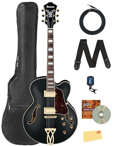 Ibanez AF75G AF Artcore Hollow Body Electric Guitar - Black Flat w/ Gig Bag