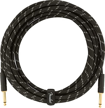 Fender 18.6-Foot Deluxe Instrument Cable, Straight-Straight, Black Tweed - 1 Pack