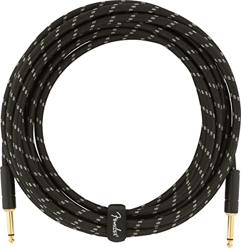 Fender 18.6-Foot Deluxe Instrument Cable, Straight-Straight, Black Tweed - 1 Pack