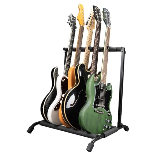 Gator RI-GTR-RACK5 Rok-It Multi-Guitar Stand Rack with Folding Design; Holds up to 5 Electric or Acoustic Guitars