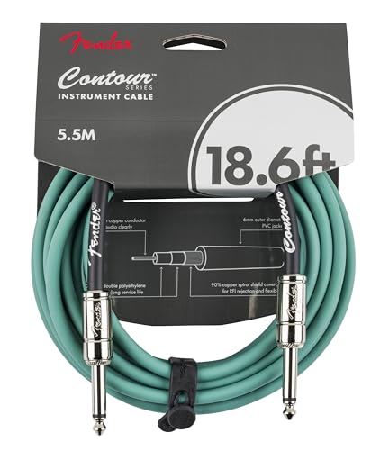 Fender Contour Instrument Cable, Straight-Straight, Sherwood Green - 18.6 Feet
