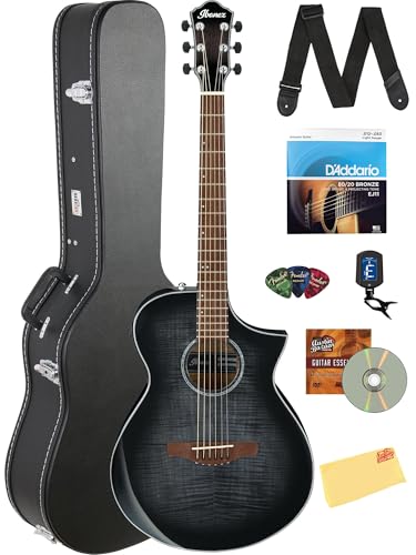 Ibanez AEWC400 Acoustic-Electric Guitar - Transparent Black Sunburst High Gloss w/ Case
