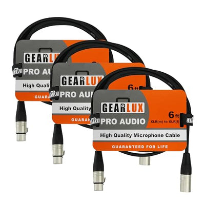 Gearlux 6-Foot XLR Microphone Cable - 3 Pack