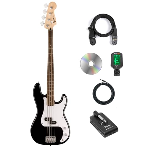 Fender Squier Sonic Precision Bass Guitar - Black w/ Mustang Micro