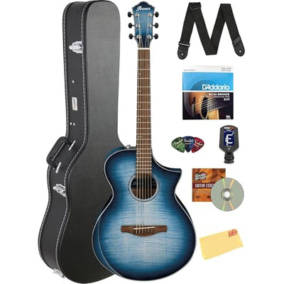 Ibanez AEWC400 Acoustic-Electric Guitar - Indigo Blue Burst High Gloss w/ Case