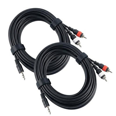Gearlux 10-Foot TRS-to-Dual-RCA Stereo Breakout Cable - 2 Pack