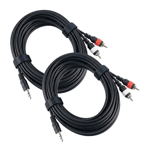 Gearlux 10-Foot TRS-to-Dual-RCA Stereo Breakout Cable - 2 Pack