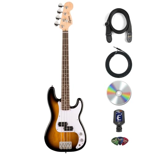Fender Squier Mini Precision Bass Guitar - 2-Color Sunburst w/ Instrument Cable