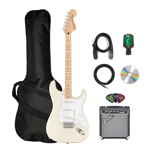 Fender Squier Affinity Stratocaster, Maple - Olympic White w/ Frontman 10G Amp