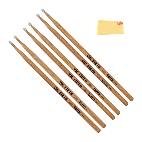 Vic Firth American Classic 5A Terra Series Nylon Tip Drumsticks - 3 Pack