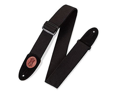 Levy's Leathers 2-Inch Signature Series Cotton Guitar Strap with Suede Ends - Black