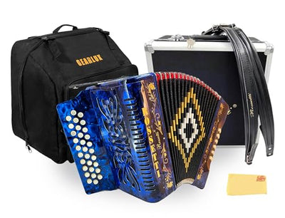 Rossetti 3112 31-Button 12-Bass Diatonic Accordion, Key of GCF - Blue w/ Hard Case