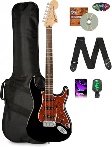 Fender Squier Affinity Stratocaster - Black Limited Edition Tortoise Shell Pickguard w/ Gig Bag