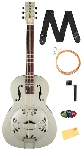 Gretsch G9201 Honey Dipper Round-Neck Brass Body Resonator Guitar - Weathered Pump House Roof w/ Strap