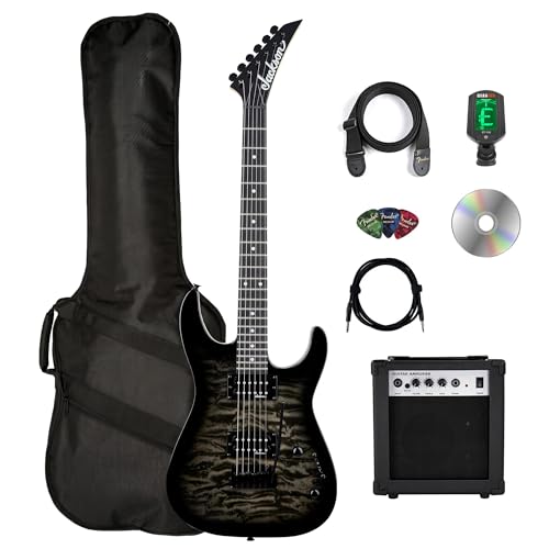 Jackson JS Series Dinky JS11Q Electric Guitar - Transparent Black w/ Amplifier