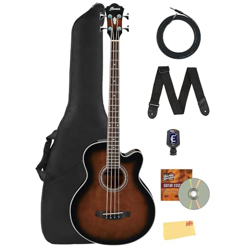 Ibanez AEB10E Acoustic-Electric Bass Guitar - Dark Violin Sunburst w/ Gig Bag