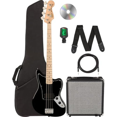 Fender Squier Affinity Jaguar Bass H - Black w/ Rumble 15 Amplifier
