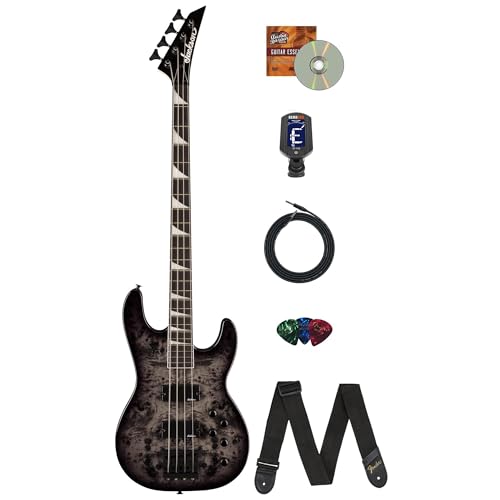 Jackson JS Series Concert Bass CB JS3P Bass Guitar - Transparent Black w/ Instrument Cable