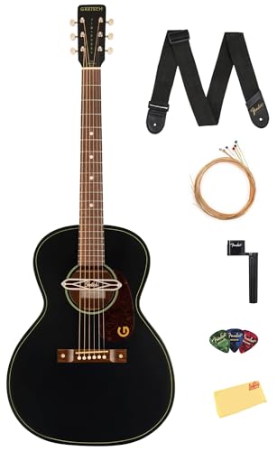 Gretsch Jim Dandy Deltoluxe Concert Acoustic-Electric Guitar - Black Top w/ Strap