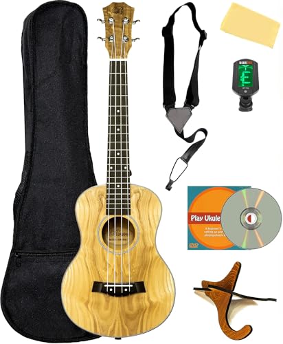 Barcelona Solid Top Ash Wood Tenor Ukulele w/ Gig Bag