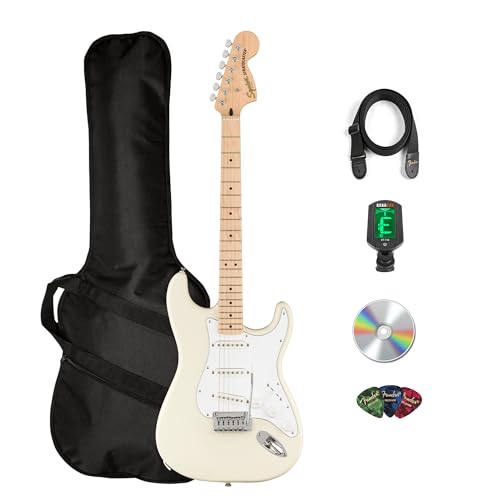 Fender Squier Affinity Stratocaster, Maple - Olympic White w/ Gig Bag