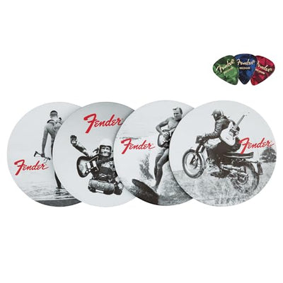 Fender Vintage Ads 4-Pack Coaster Set w/ Picks