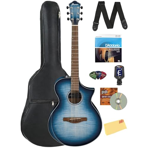 Ibanez AEWC400 Acoustic-Electric Guitar - Indigo Blue Burst High Gloss w/ Gig Bag