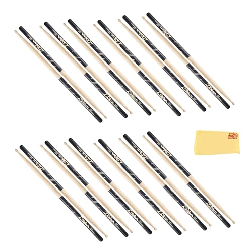 Zildjian 7A Black DIP Wood Tip Drumsticks - 12 Pack