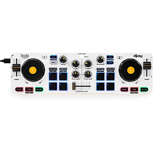 Hercules DJControl Mix Bluetooth Wireless DJ Controller for Smartphones - White
