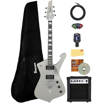 Ibanez PS60 Paul Stanley Electric Guitar - Silver Sparkle w/ Amplifier