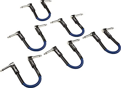 Fender 6-Inch Professional Patch Cable, Angled, Blue Tweed - 6 Pack