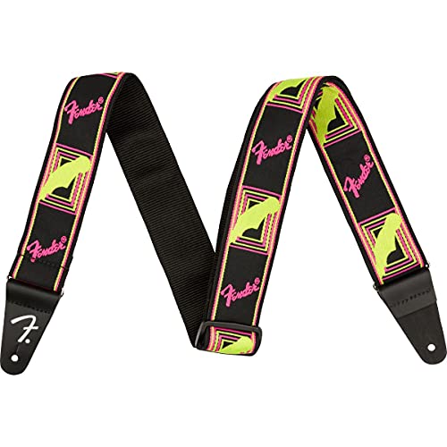 Fender Neon Monogrammed 2-Inch Guitar Strap - Pink and Yellow