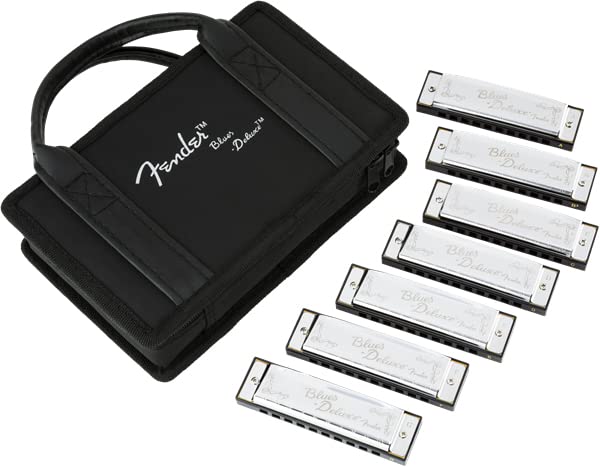 Fender Blues Deluxe Harmonica Set of 7 - Keys A, Bb, C, D, E, F, and G w/ Carrying Case