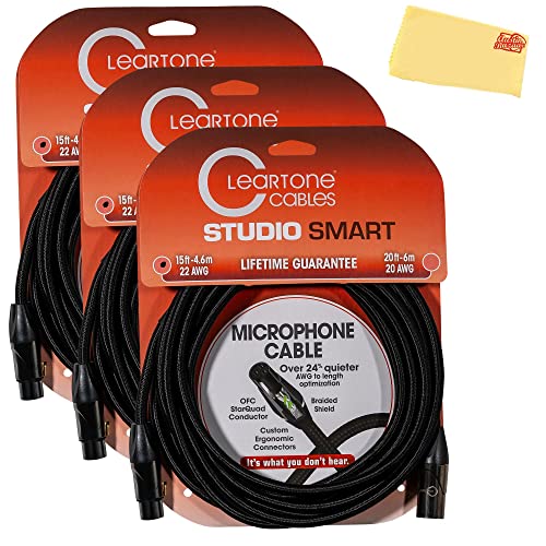 Cleartone 15-Foot Studio Smart Microphone Cable, 22 AWG - 3 Pack