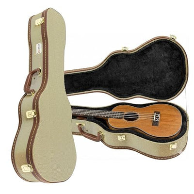 Gearlux Concert Ukulele Hard Case - Gold Tweed (24.25-Inch Length)