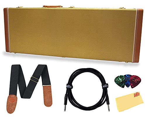 Gator GW-ELECTRIC Deluxe Wood Case for Electric Guitars - Tweed w/ Strap
