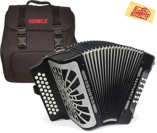 Hohner Compadre FBbEb 3-Row Diatonic Accordion - Black w/ Gig Bag