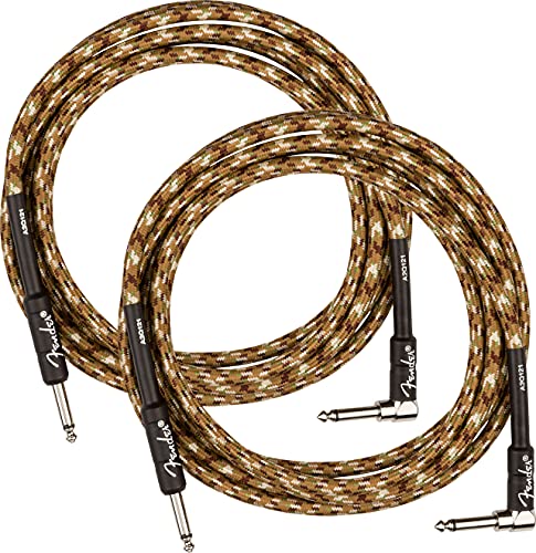 Fender 10-Foot Professional Instrument Cable, Straight-Angled, Desert Camo - 2 Pack