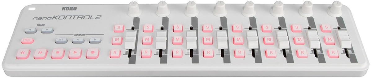 Korg nanoKONTROL2 Slim-Line USB Controller - White w/ Headphones