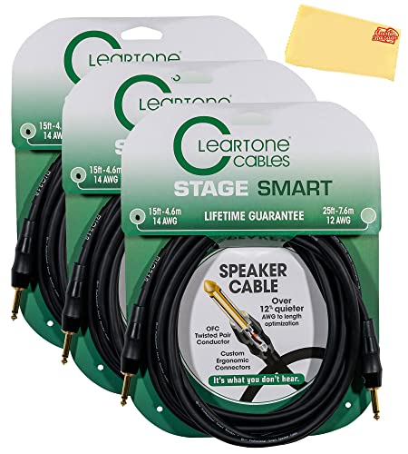 Cleartone 15-Foot Stage Smart Speaker Cable, 14 AWG - 3 Pack