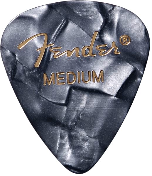 Fender Premium Celluloid 351 Shape Picks, Medium, Black Moto - 36 Pack