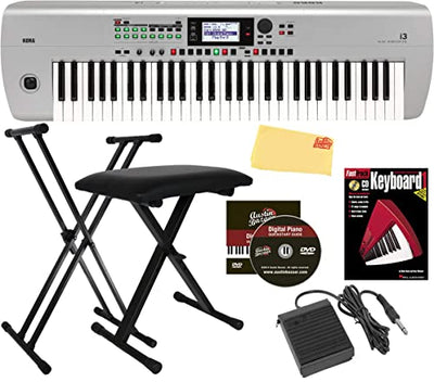 Korg i3 Music Workstation - Matte Silver w/ Adjustable Stand