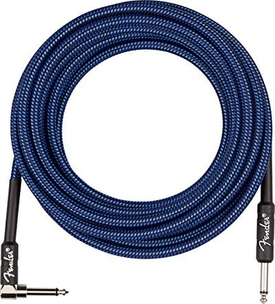 Fender 18.6-Foot Professional Instrument Cable, Straight-Angled, Blue Tweed - 1 Pack
