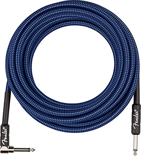 Fender 18.6-Foot Professional Instrument Cable, Straight-Angled, Blue Tweed - 1 Pack