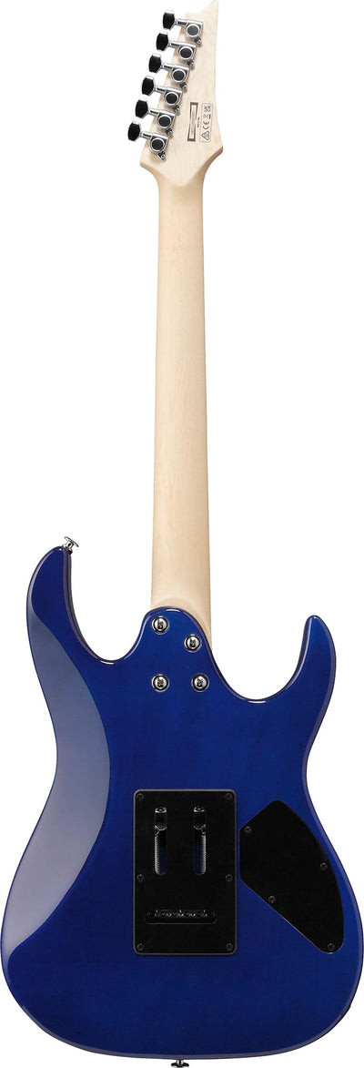 Ibanez GRX70QAL RG Gio Electric Guitar, Left Handed - Transparent Blue Burst w/ Gig Bag