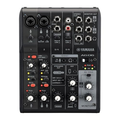Yamaha AG06MK2 6-Channel Live Streaming Loopback Audio USB Mixer - Black